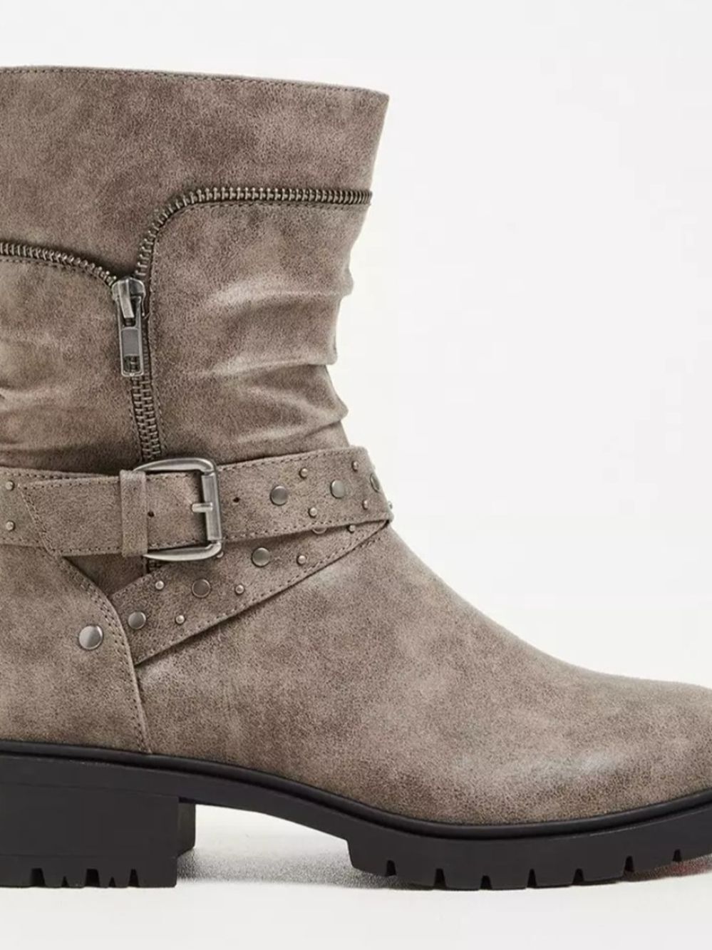 torrid Taupe Suede Studded Buckle Lace-Up Boots